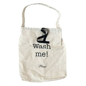 Bag All Wash Me Please Canvas Tote Bag Off White Black  Laundry Bag